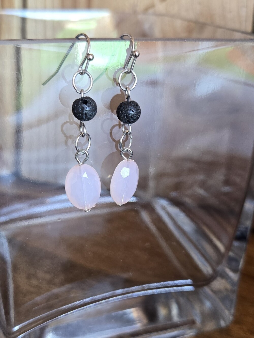 Handmade Pink Bead Drop Earrings